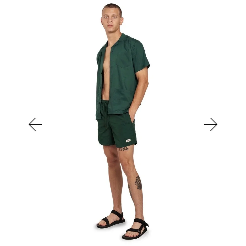 Bather Men's Emerald Green Swim‎ Trunks Shorts Recycled Materials XL